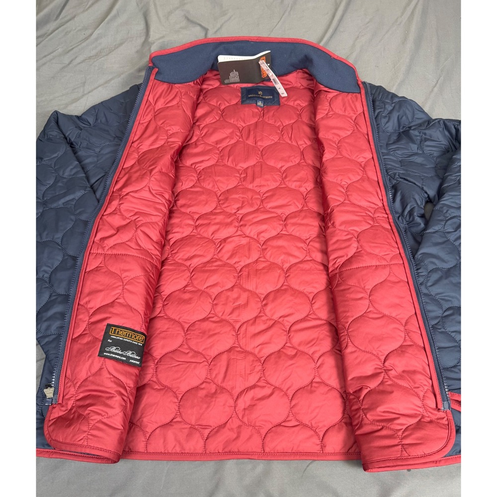 Brooks Brothers Mens Large Quilted Thermore Insulated Jacket Navy Blue Red NWT - Picture 11 of 16